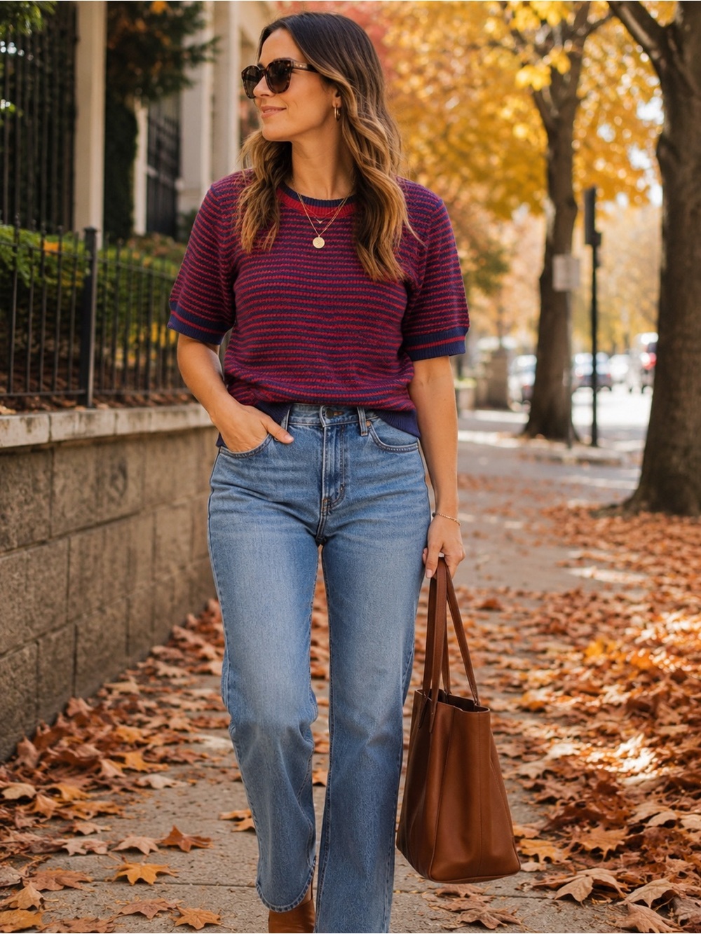 Evereve fall sweater top striped Small